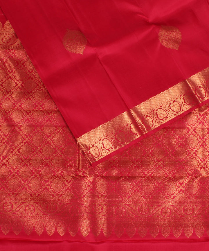 Red handwoven karnataka brocade silk saree