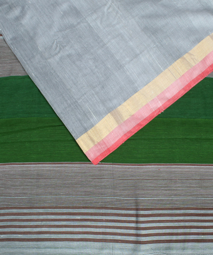Gray green cotton handwoven karnataka silk saree