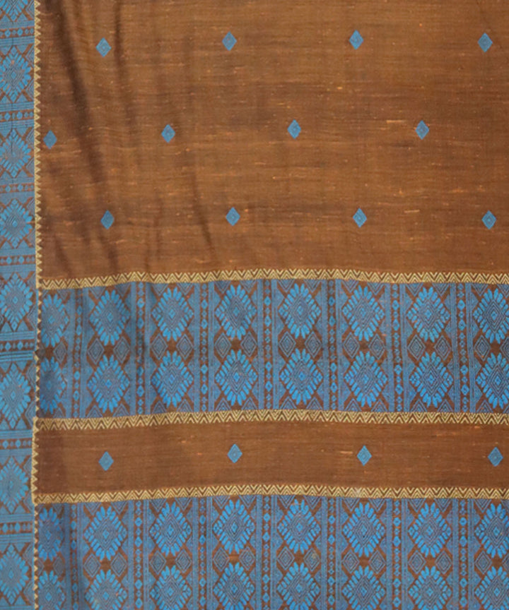 Brown blue eri silk handwoven assam saree