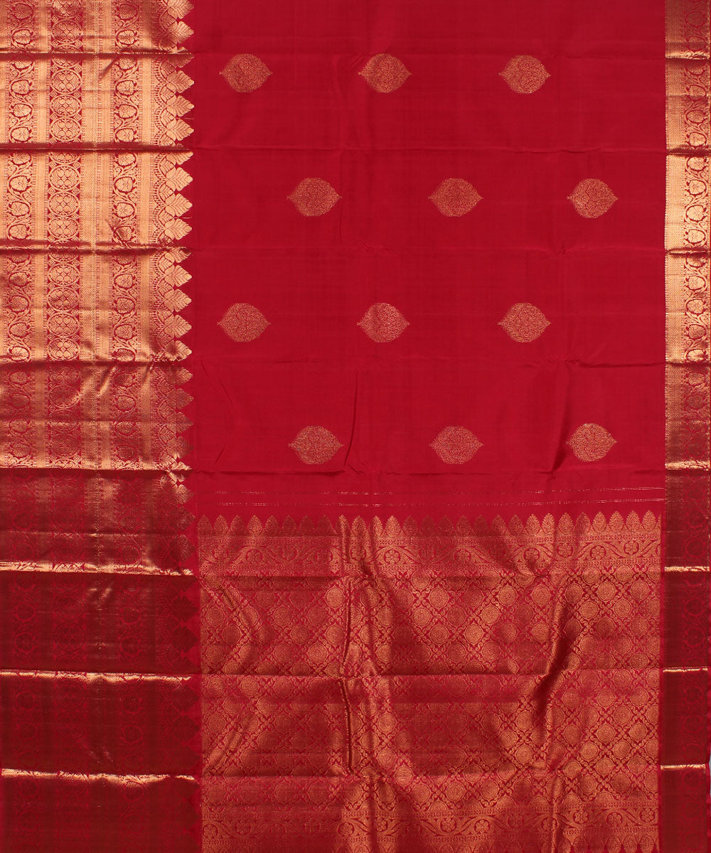 Red handwoven karnataka brocade silk saree