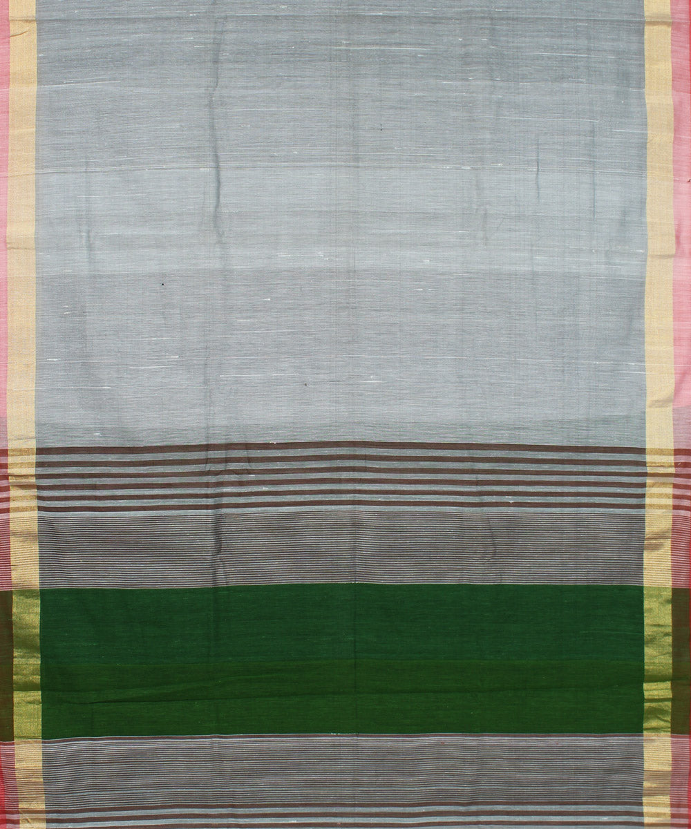 Gray green cotton handwoven karnataka silk saree