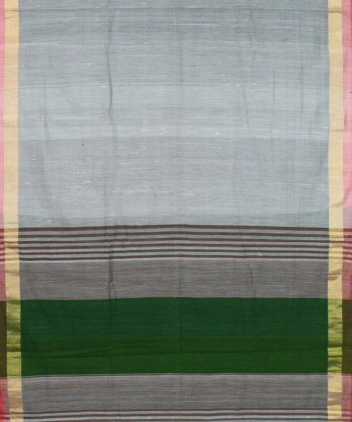 Gray green cotton handwoven karnataka silk saree