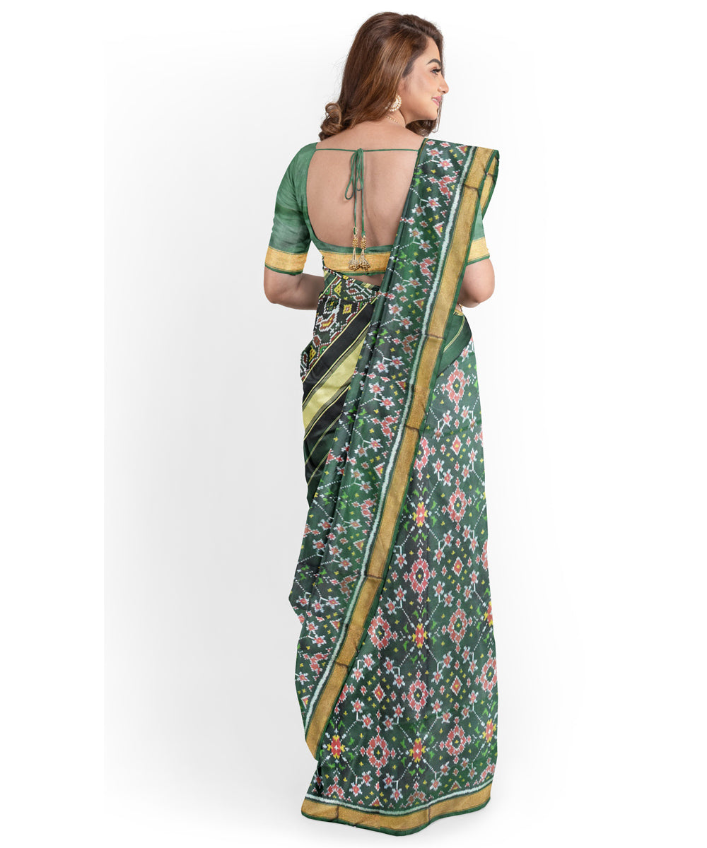 Dark green silk handwoven patola saree