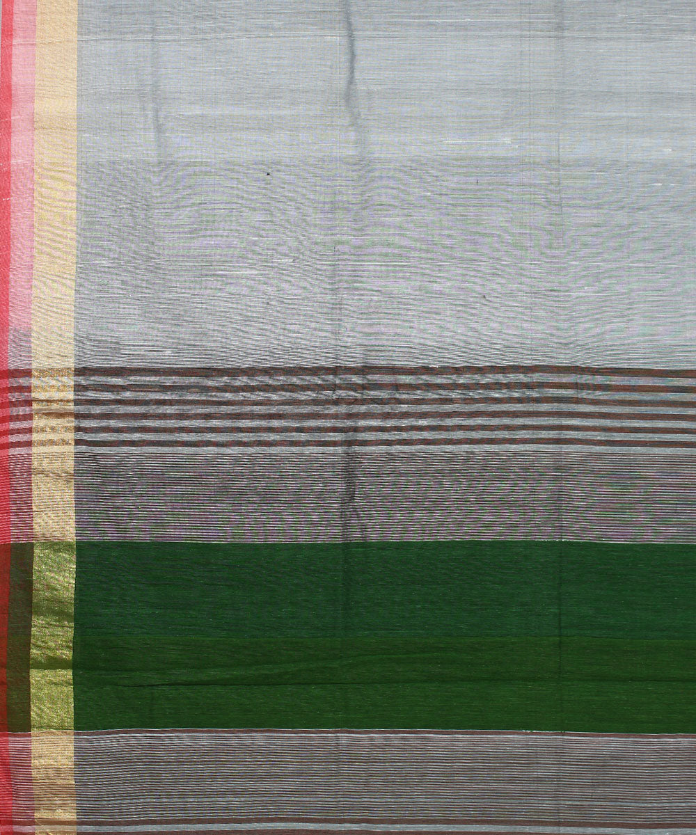 Gray green cotton handwoven karnataka silk saree