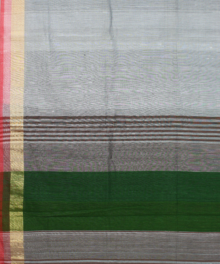 Gray green cotton handwoven karnataka silk saree