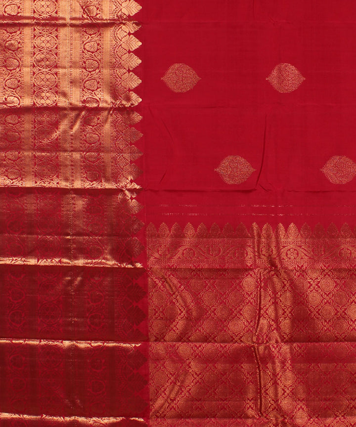Red handwoven karnataka brocade silk saree