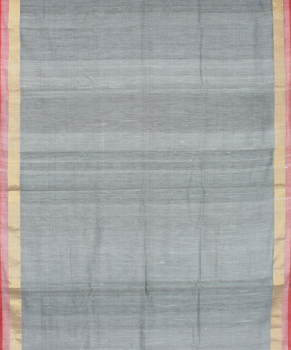 Gray green cotton handwoven karnataka silk saree