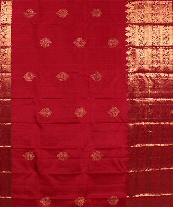 Red handwoven karnataka brocade silk saree
