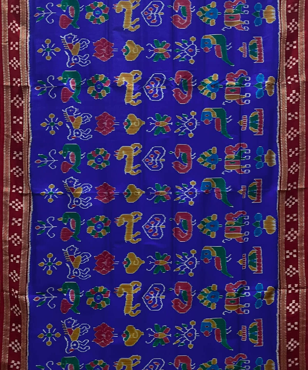 Blue maroon silk handwoven khandua nabakothi saree