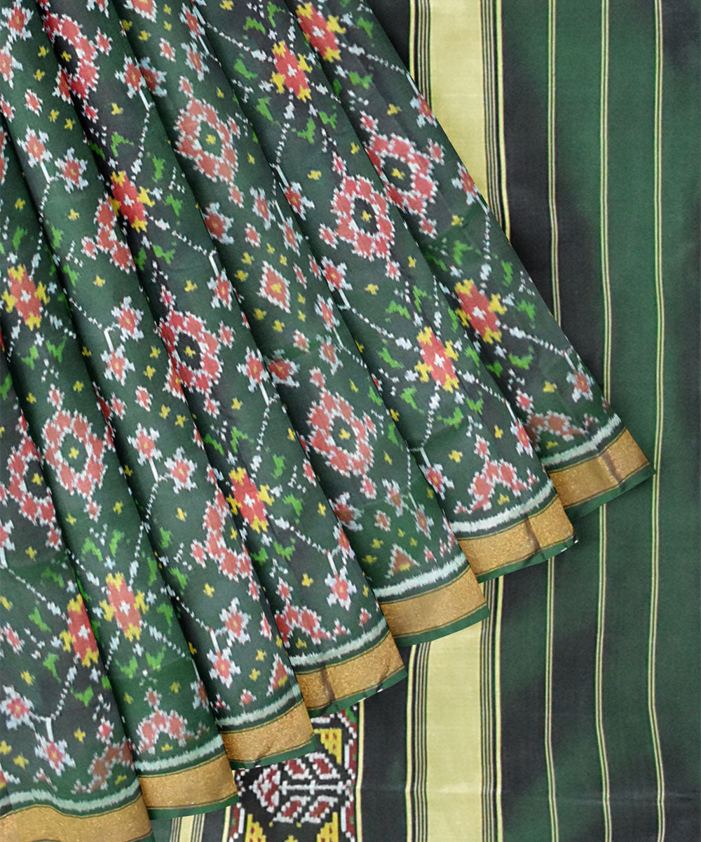 Dark green silk handwoven patola saree