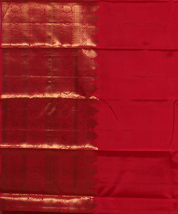 Red handwoven karnataka brocade silk saree