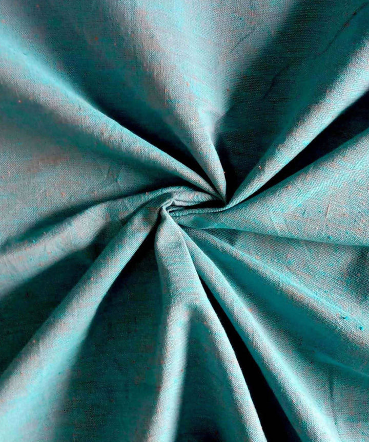 Light peacock blue handspun handwoven cotton fabric (2.5m per qty)