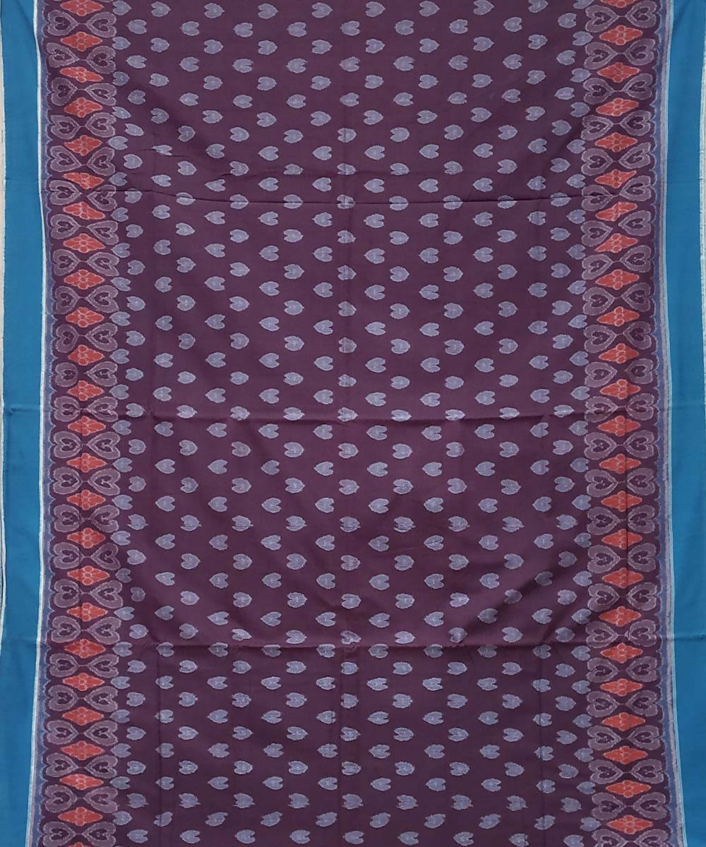 Ball bluebazaar and purple handwoven cotton ikat sambalpuri saree