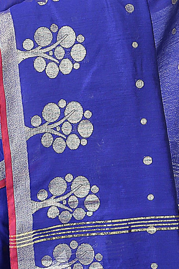 Blue bengal handloom extrawefts work saree