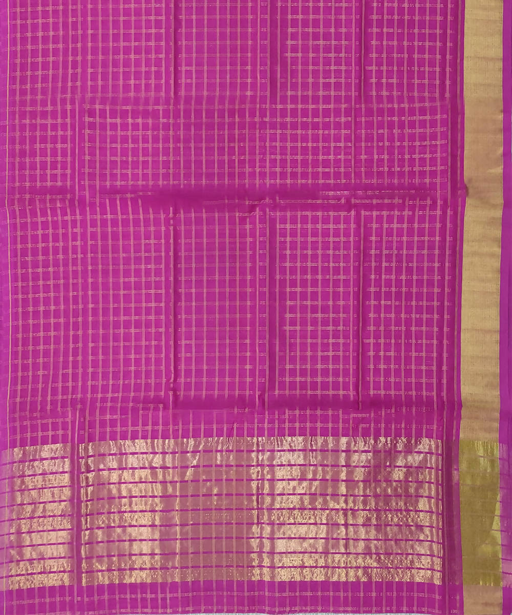 Pink zari checks Handwoven Cotton Venkatagiri Saree