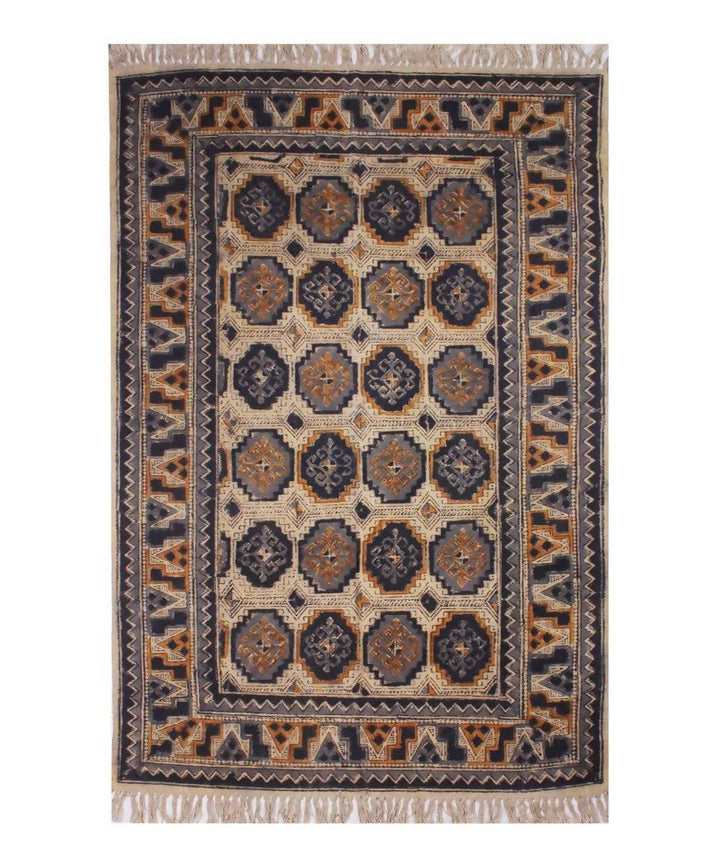 Kalamkari Cotton Durrie in Geometric Motifs