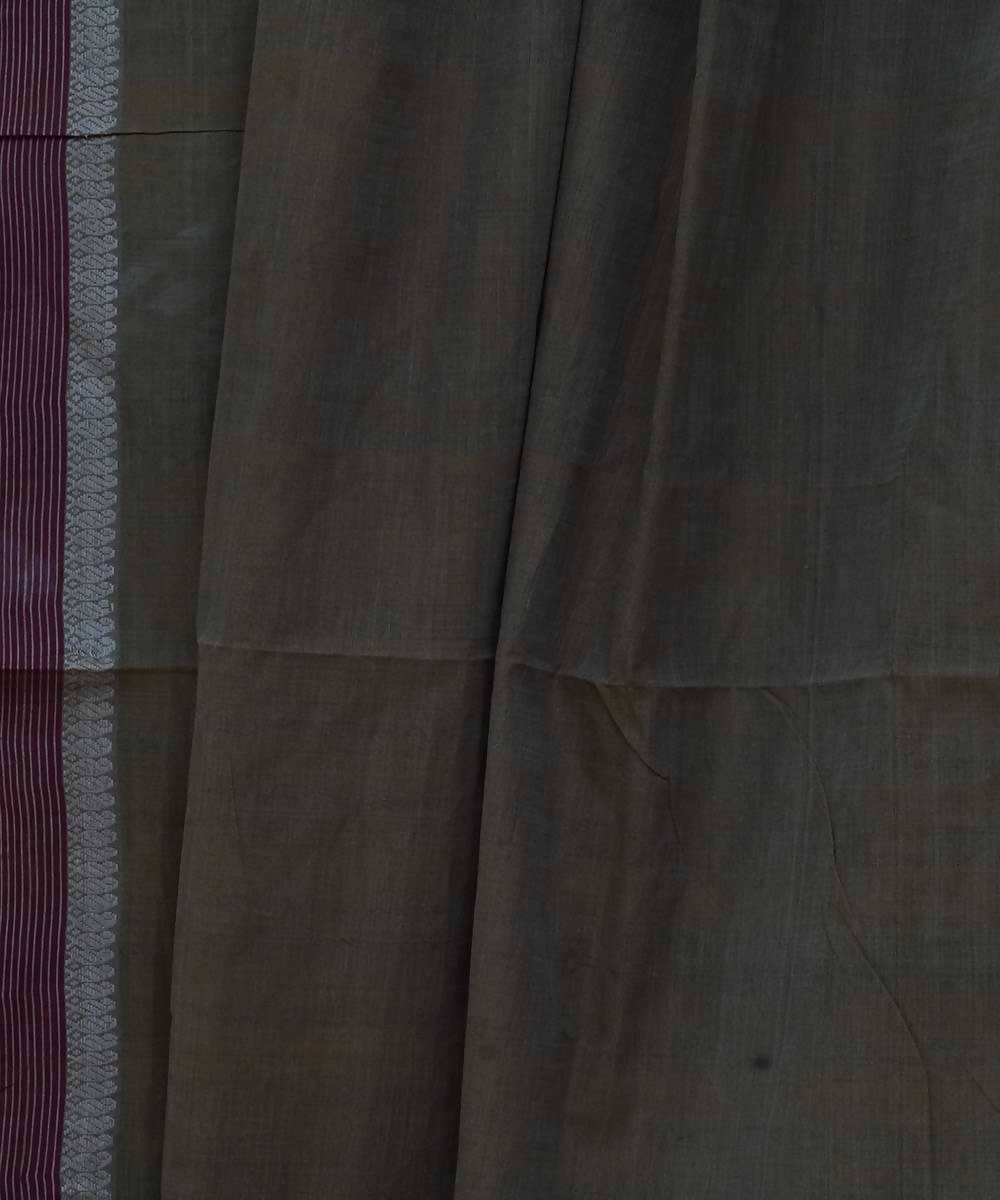 Grey green Cotton Handwoven mangalagiri saree