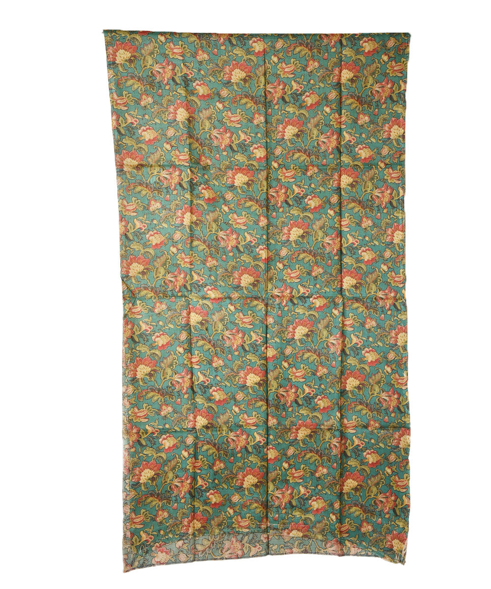 3m Green handwoven and printed tussar silk kurta material