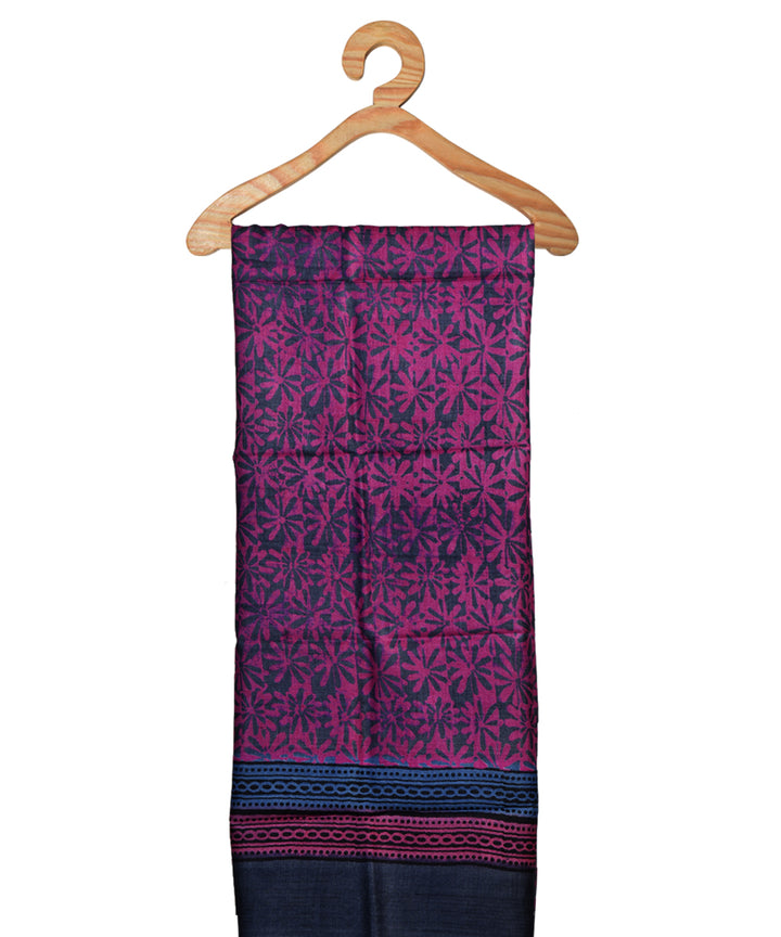 Pink blue handwoven tussar silk kurta material