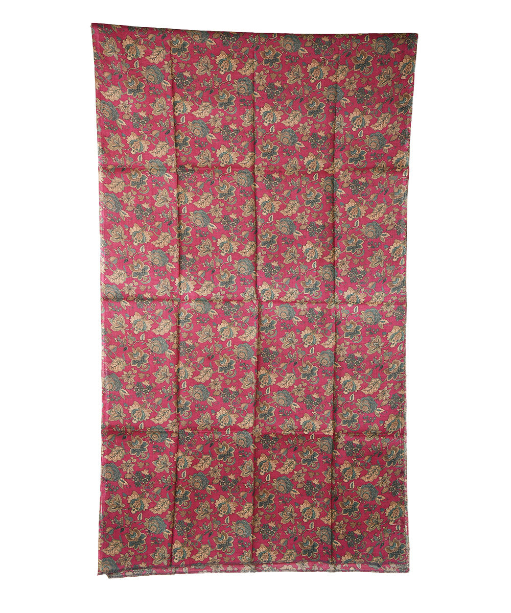 3m Pink handwoven and printed tussar silk kurta material