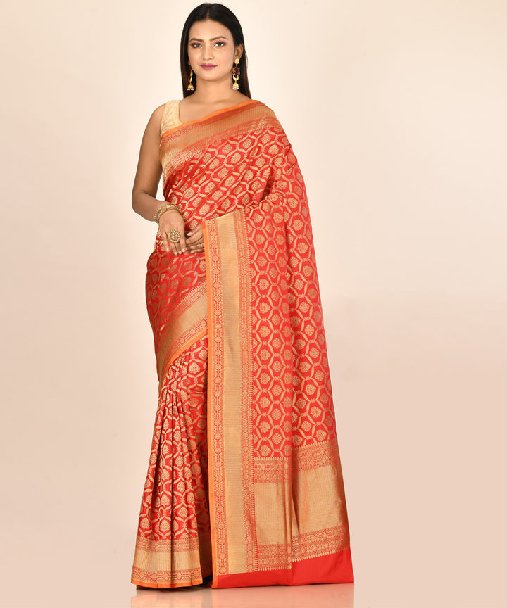 Red handloom silk banarasi saree