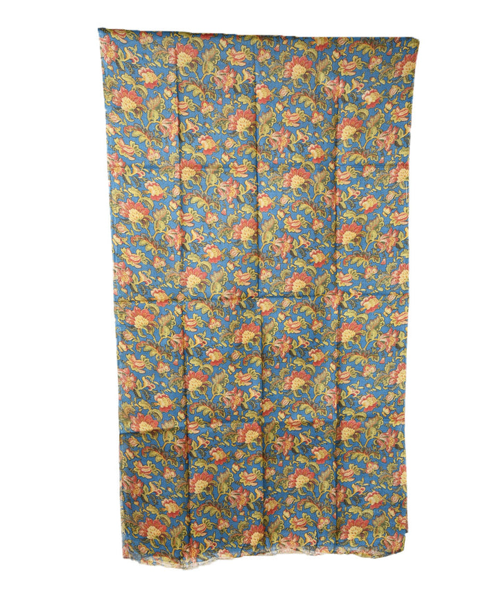 3m Blue handwoven and printed tussar silk kurta material