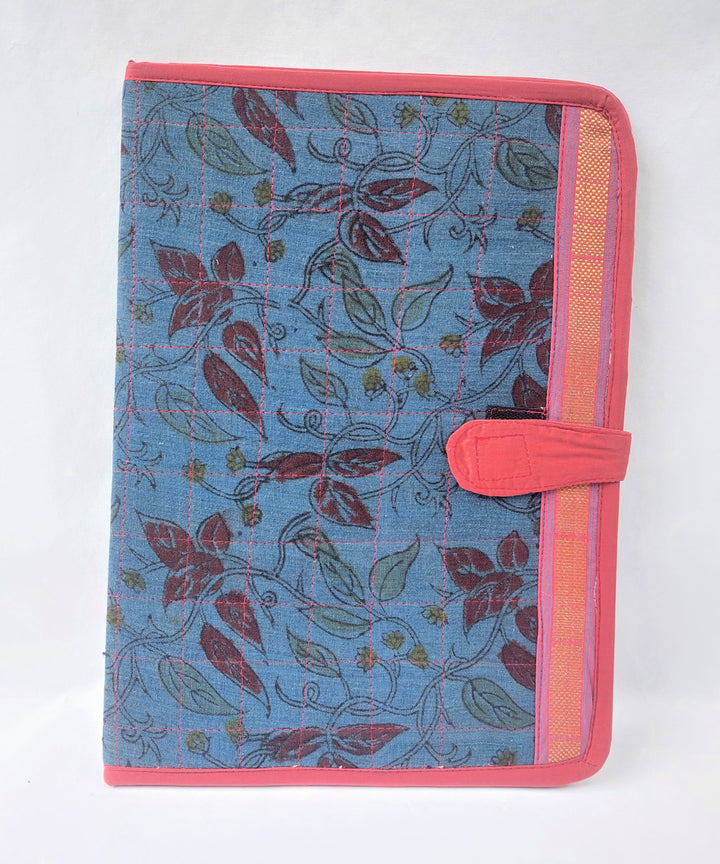 Blue handcrafted cotton folder cover