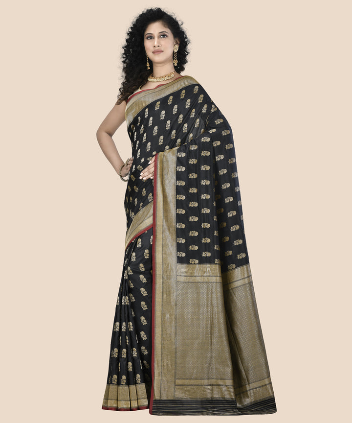 Black silk handloom banarasi saree