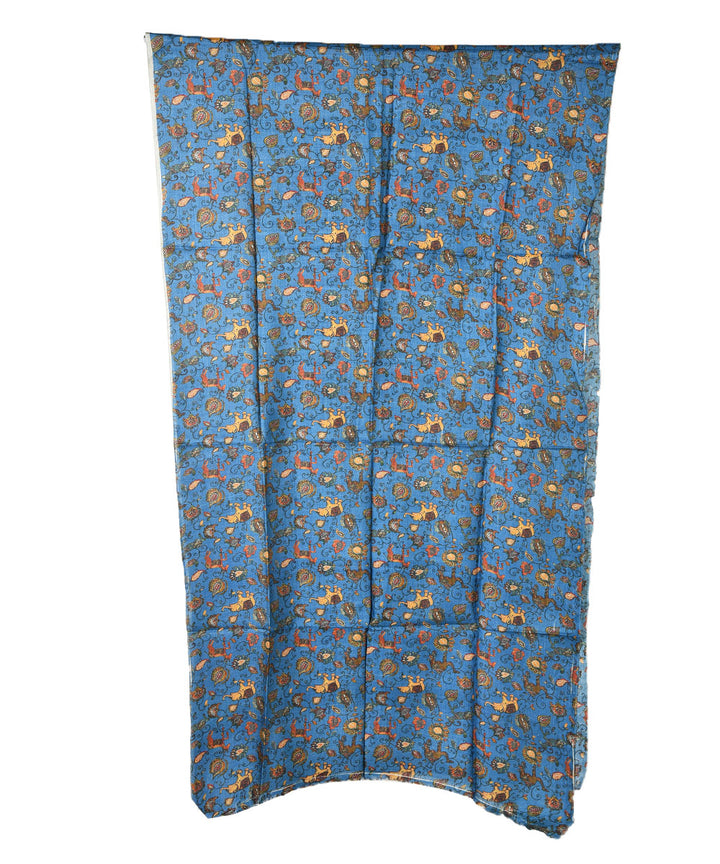 3 m Blue handwoven and printed tussar silk kurta material