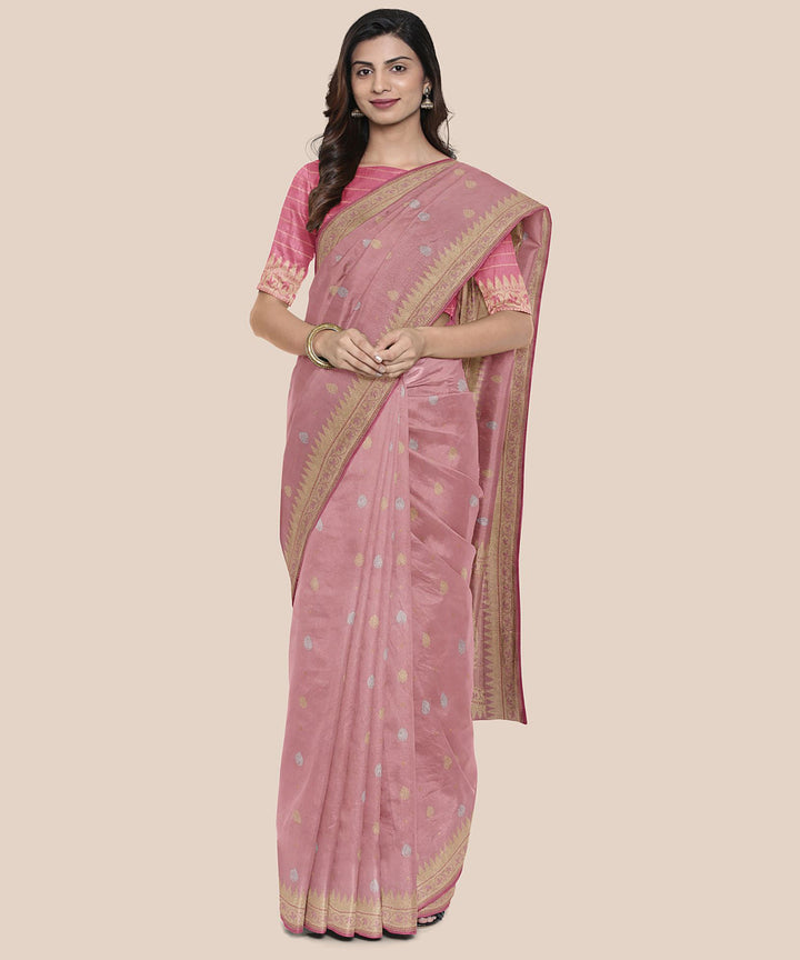 Mauve silk handloom banarasi saree