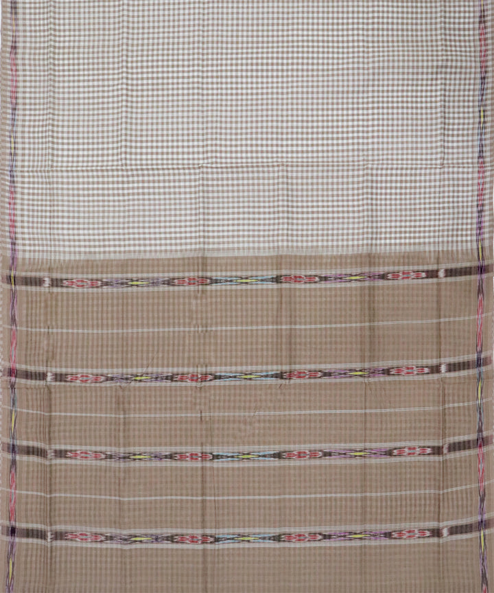 Brown white checks handloom cotton rajahmundry saree
