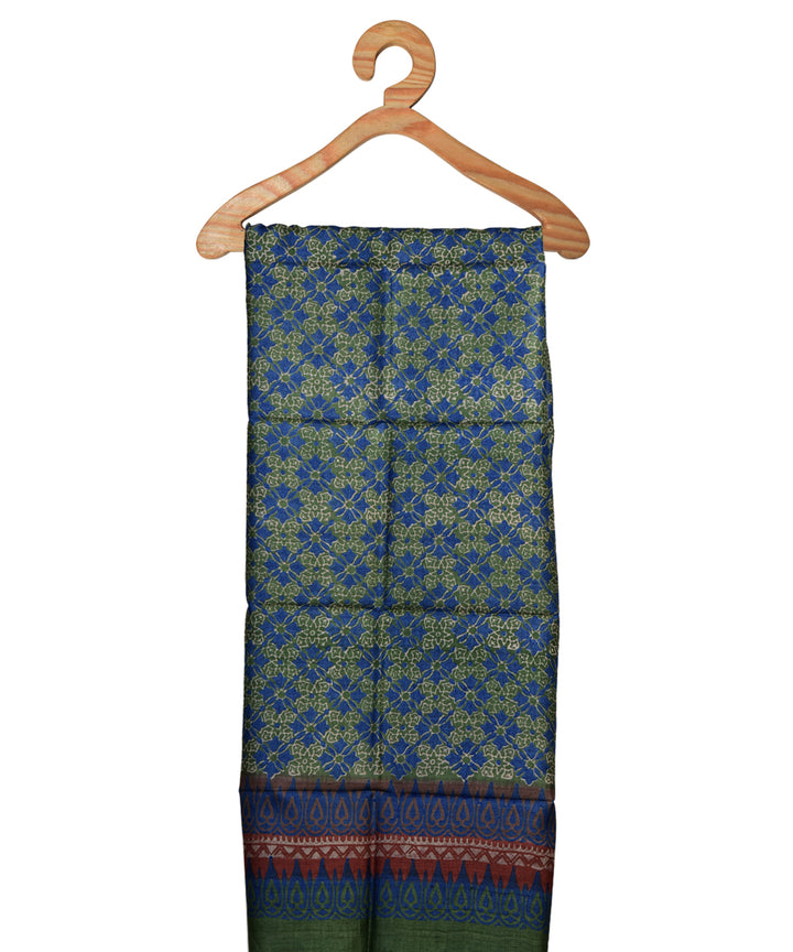 Light green blue handwoven tussar silk kurta material