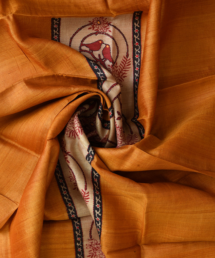 Yellow beige handwoven tussar silk kurta material