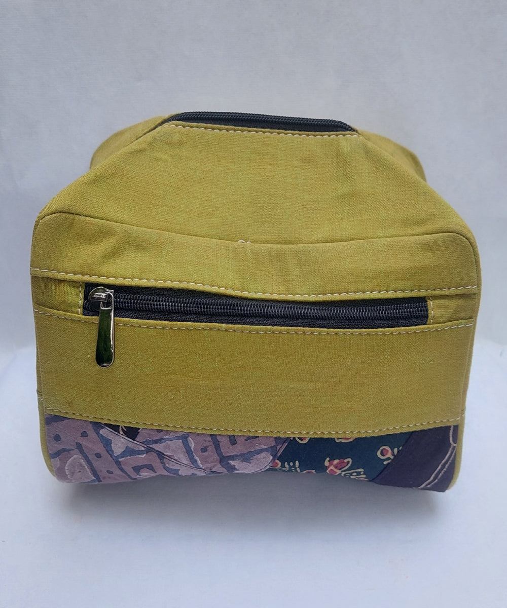 Green hand crafted cotton canvas pouch