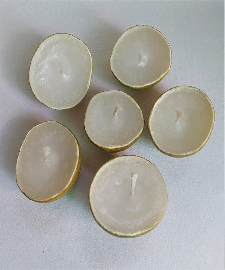 Natural white hand crafted lemon candle set of 8