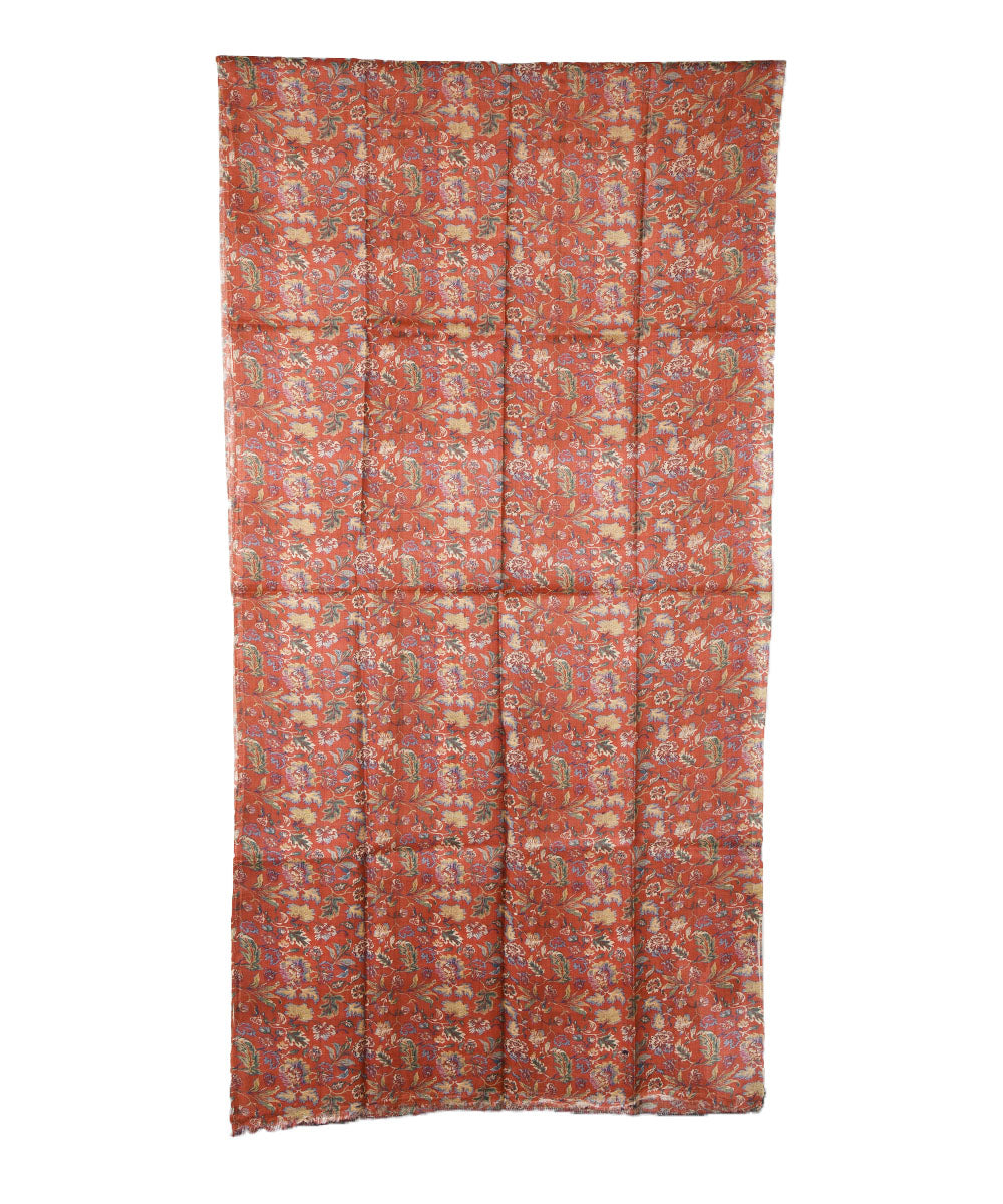 3m Red handwoven and printed tussar silk kurta material