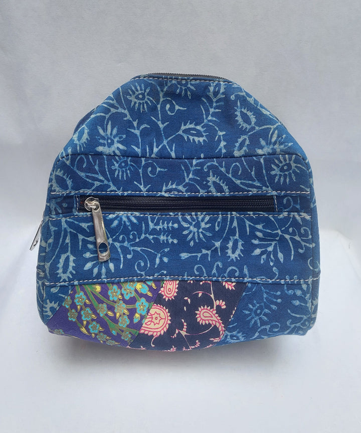 Blue handcrafted cotton canvas pouch
