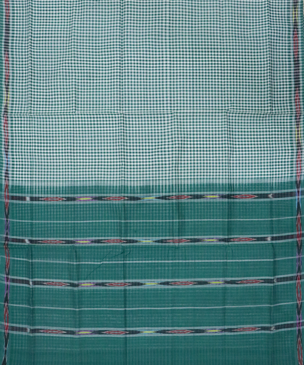 Green white checks handwoven cotton rajahmundry saree