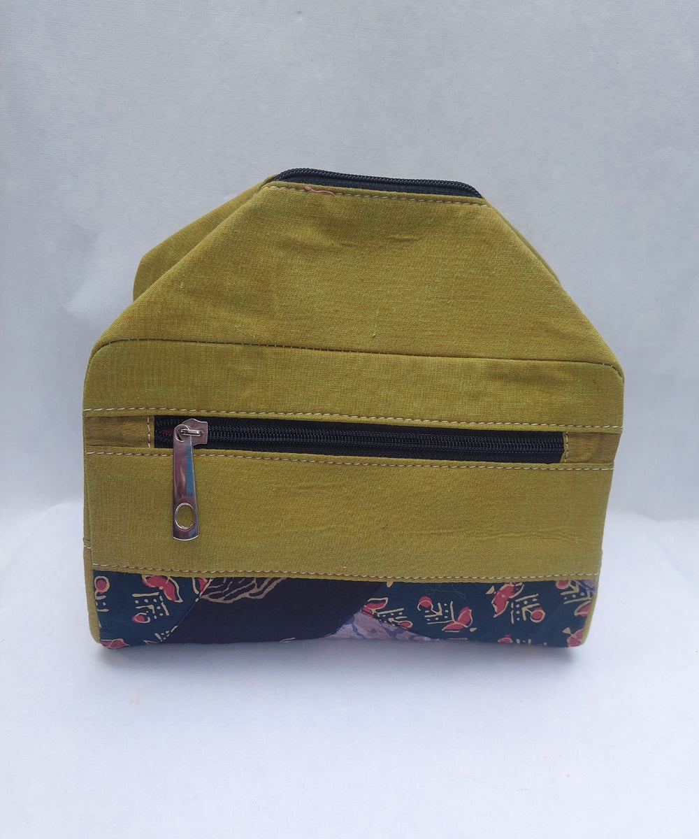 Green handcrafted cotton canvas pouch