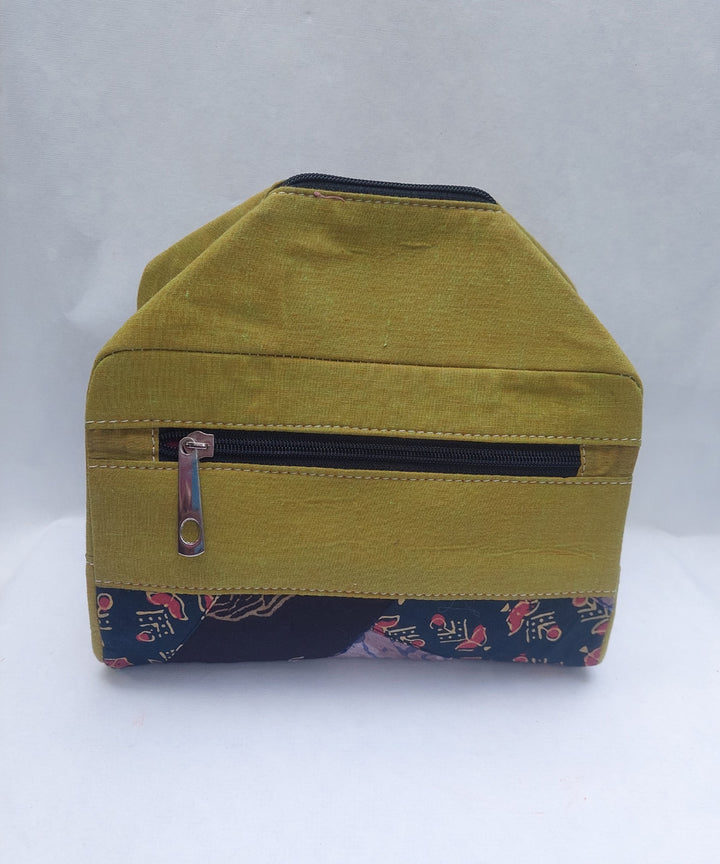 Green handcrafted cotton canvas pouch