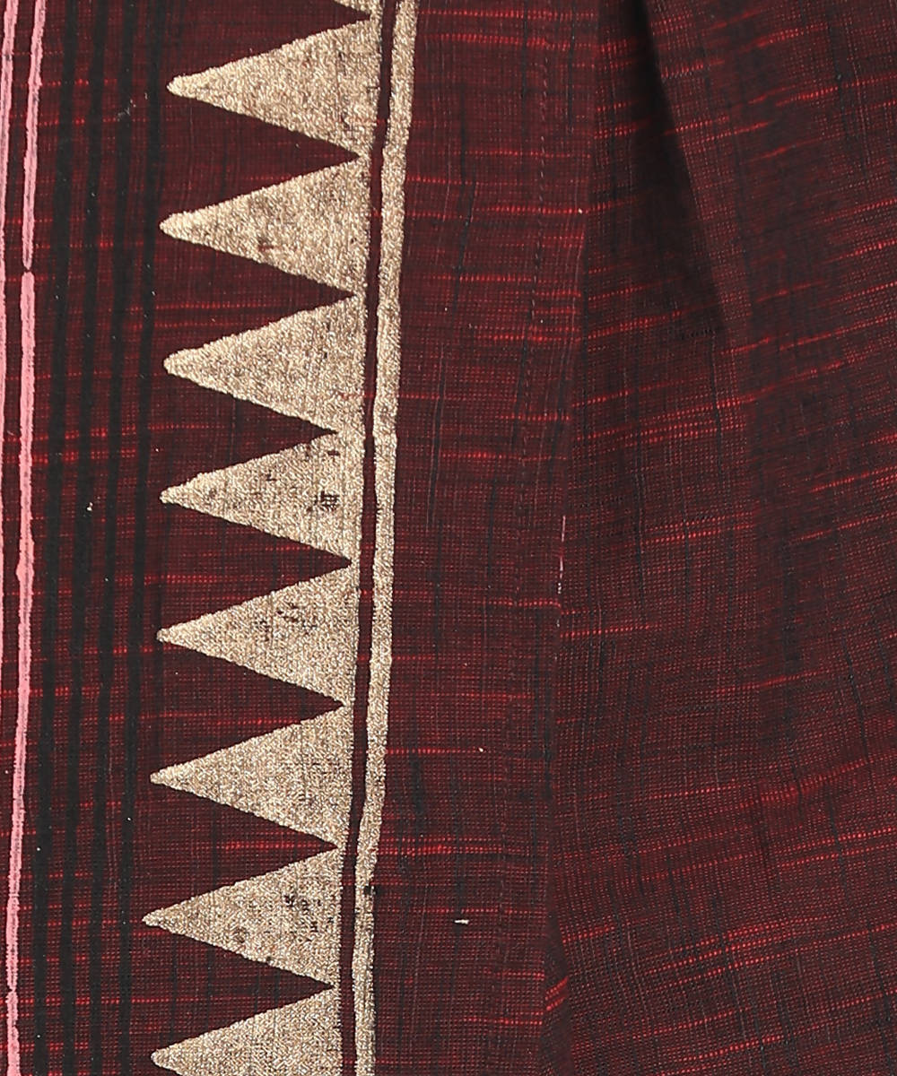 Maroon cotton handblock printed ready to wear stitched dhoti