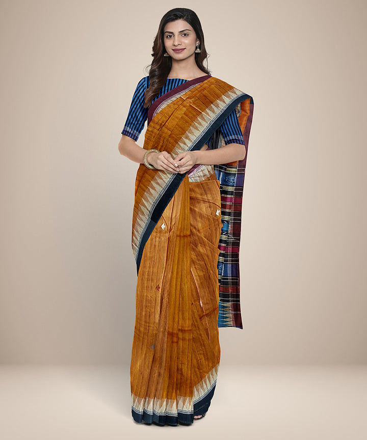 Mustard multicolor gopalpur tussar silk handloom saree