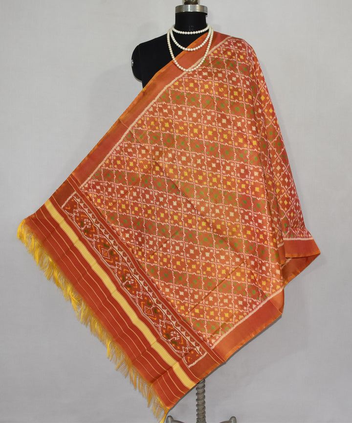 Orange handwoven patola silk dupatta