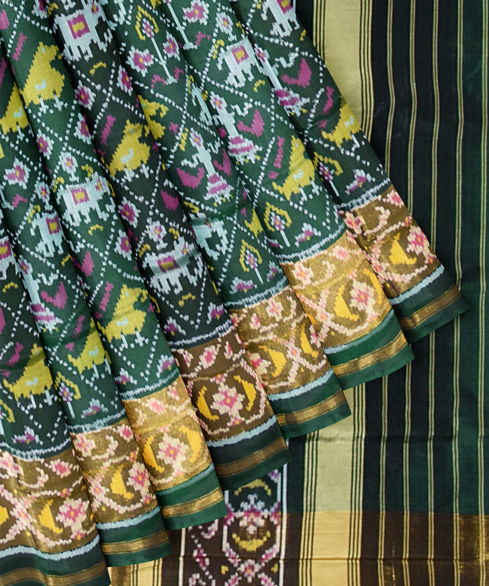 Patola dark green silk handloom saree