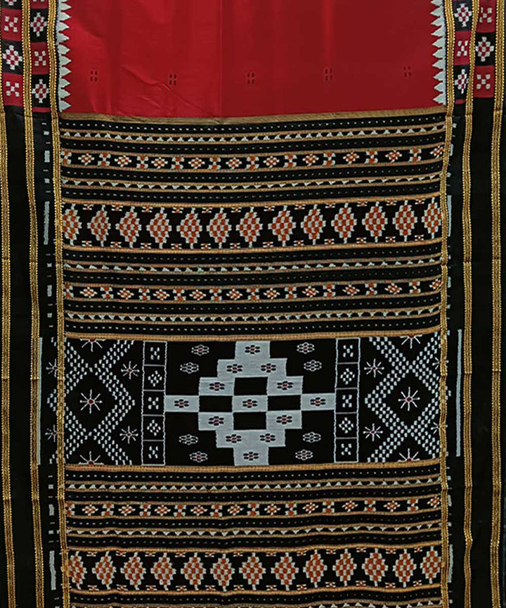Maroon black handwoven silk khandua saree