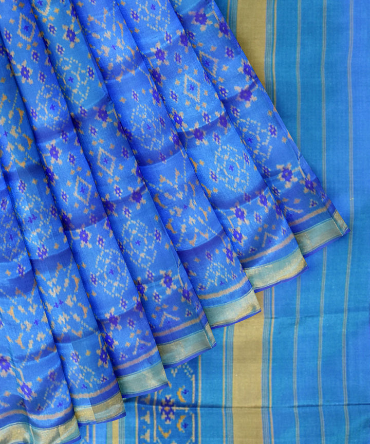 Blue turquoise silk handloom patola saree