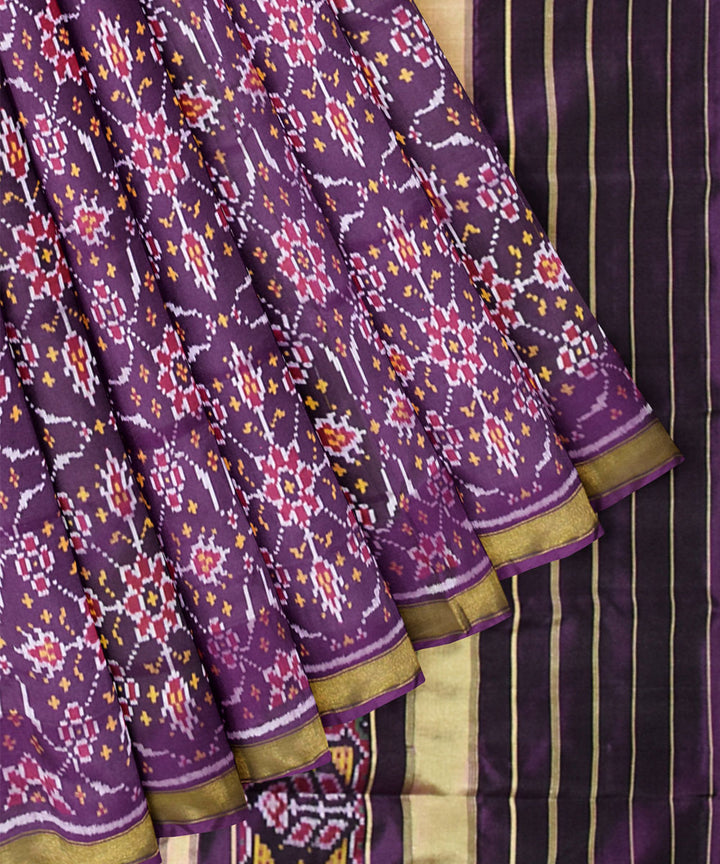 Violet silk handloom patola saree