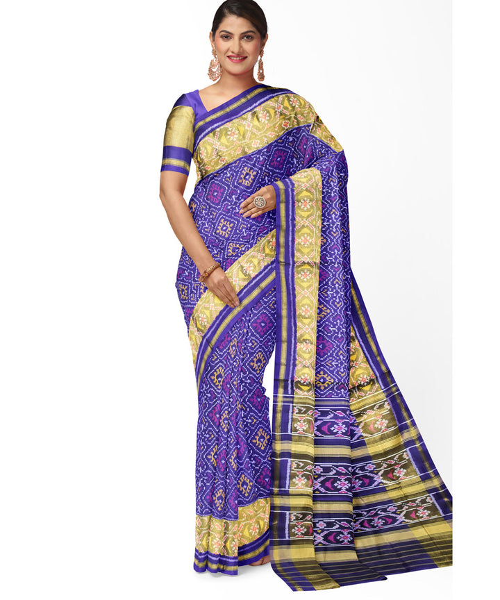 Navy blue handloom silk patola saree