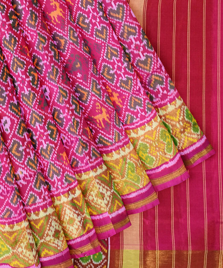 Patola pink silk handwoven saree