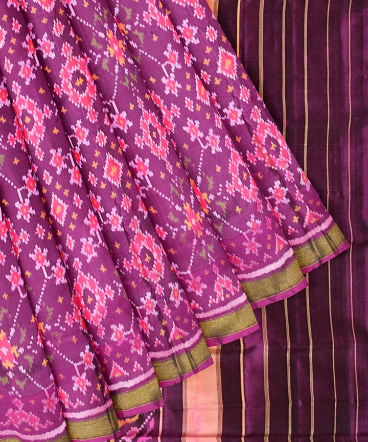 Purple silk handloom patola saree